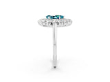 White gold Pear Cut Halo Cluster Diamond Ring with Pave Band and Four-Prong Setting_26