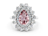 White gold Pear Cut Halo Cluster Diamond Ring with Pave Band and Four-Prong Setting_26