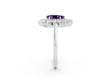 White gold Pear Cut Halo Cluster Diamond Ring with Pave Band and Four-Prong Setting_26