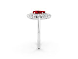 White gold Pear Cut Halo Cluster Diamond Ring with Pave Band and Four-Prong Setting_26