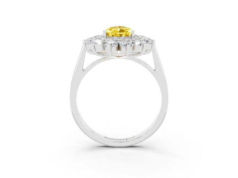 White gold Pear Cut Halo Cluster Diamond Ring with Pave Band and Four-Prong Setting_27