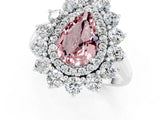 White gold Pear Cut Halo Cluster Diamond Ring with Pave Band and Four-Prong Setting_27