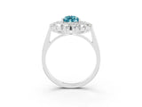 White gold Pear Cut Halo Cluster Diamond Ring with Pave Band and Four-Prong Setting_27