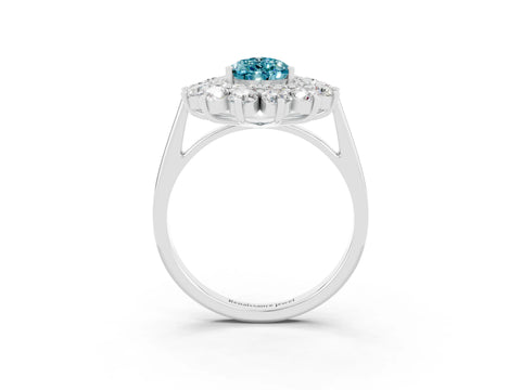 White gold Pear Cut Halo Cluster Diamond Ring with Pave Band and Four-Prong Setting_27