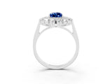 White gold Pear Cut Halo Cluster Diamond Ring with Pave Band and Four-Prong Setting_27