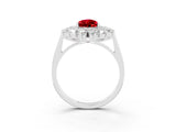 White gold Pear Cut Halo Cluster Diamond Ring with Pave Band and Four-Prong Setting_27