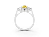 White gold Pear Cut Halo Cluster Diamond Ring with Pave Band and Four-Prong Setting_27