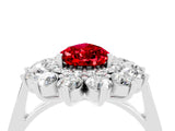White gold Pear Cut Halo Cluster Diamond Ring with Pave Band and Four-Prong Setting_28