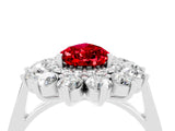 White gold Pear Cut Halo Cluster Diamond Ring with Pave Band and Four-Prong Setting_28