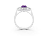 White gold Pear Cut Halo Cluster Diamond Ring with Pave Band and Four-Prong Setting_28