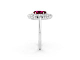 White gold Pear Cut Halo Cluster Diamond Ring with Pave Band and Four-Prong Setting_28