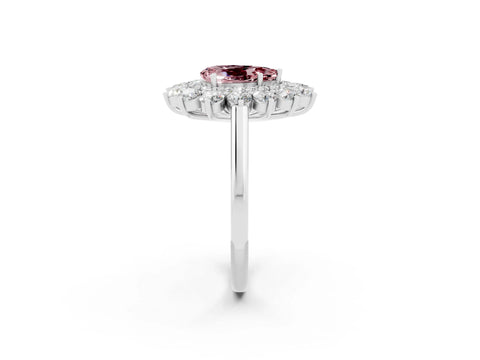 White gold Pear Cut Halo Cluster Diamond Ring with Pave Band and Four-Prong Setting_28