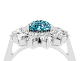 White gold Pear Cut Halo Cluster Diamond Ring with Pave Band and Four-Prong Setting_28