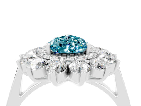 White gold Pear Cut Halo Cluster Diamond Ring with Pave Band and Four-Prong Setting_28