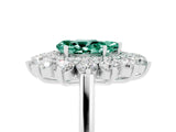 White gold Pear Cut Halo Cluster Diamond Ring with Pave Band and Four-Prong Setting_29