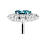 White gold Pear Cut Halo Cluster Diamond Ring with Pave Band and Four-Prong Setting_29