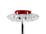 White gold Pear Cut Halo Cluster Diamond Ring with Pave Band and Four-Prong Setting_29