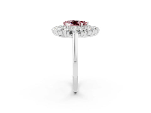 White gold Pear Cut Halo Cluster Diamond Ring with Pave Band and Four-Prong Setting_2