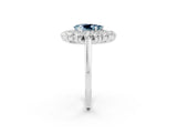 White gold Pear Cut Halo Cluster Diamond Ring with Pave Band and Four-Prong Setting_35