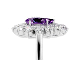 White gold Pear Cut Halo Cluster Diamond Ring with Pave Band and Four-Prong Setting_41