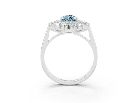 White gold Pear Cut Halo Cluster Diamond Ring with Pave Band and Four-Prong Setting_43