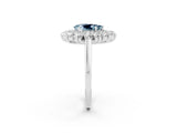 White gold Pear Cut Halo Cluster Diamond Ring with Pave Band and Four-Prong Setting_45