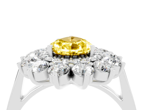 White gold Pear Cut Halo Cluster Diamond Ring with Pave Band and Four-Prong Setting_4