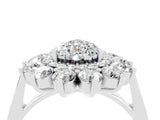 White gold Pear Cut Halo Cluster Diamond Ring with Pave Band and Four-Prong Setting_4