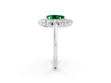 White gold Pear Cut Halo Cluster Diamond Ring with Pave Band and Four-Prong Setting_51