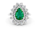 White gold Pear Cut Halo Cluster Diamond Ring with Pave Band and Four-Prong Setting_52