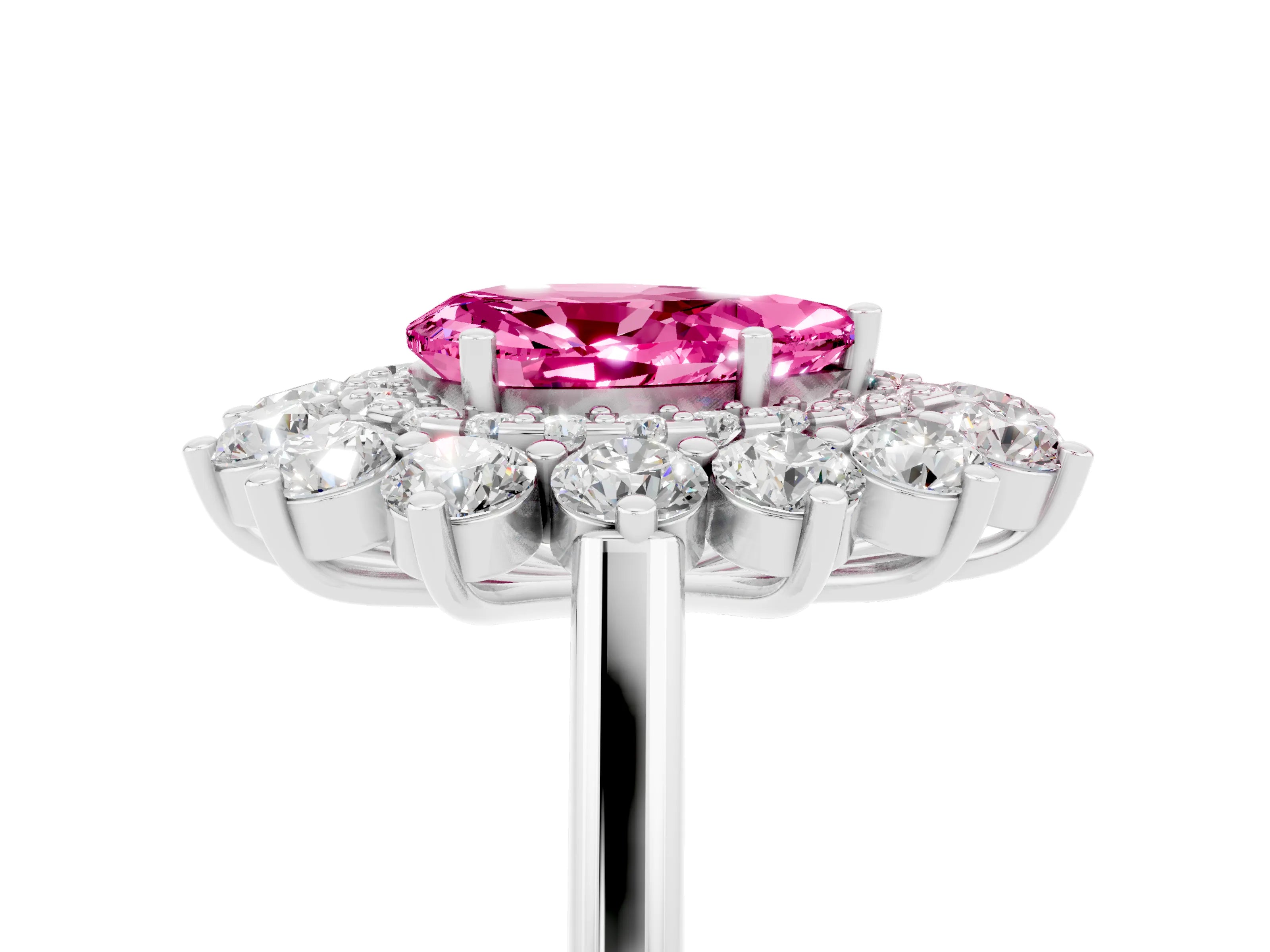 White gold Pear Cut Halo Cluster Diamond Ring with Pave Band and Four-Prong Setting_5