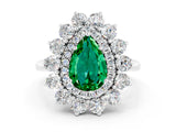 White gold Pear Cut Halo Cluster Diamond Ring with Pave Band and Four-Prong Setting_60