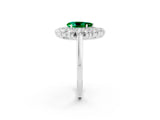 White gold Pear Cut Halo Cluster Diamond Ring with Pave Band and Four-Prong Setting_64