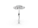 White gold Pear Cut Halo Cluster Diamond Ring with Pave Band and Four-Prong Setting_9