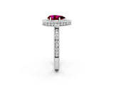 White gold Pear Cut Halo Diamond Engagement Ring with Milgrain Pave Band and Four-Prong Setting_2
