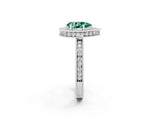 White gold Pear Cut Halo Diamond Engagement Ring with Milgrain Pave Band and Four-Prong Setting_2