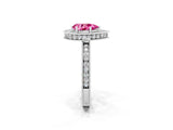 White gold Pear Cut Halo Diamond Engagement Ring with Milgrain Pave Band and Four-Prong Setting_2