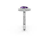 White gold Pear Cut Halo Diamond Engagement Ring with Milgrain Pave Band and Four-Prong Setting_2