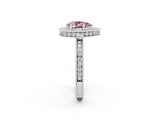 White gold Pear Cut Halo Diamond Engagement Ring with Milgrain Pave Band and Four-Prong Setting_2