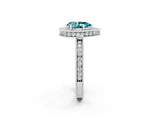 White gold Pear Cut Halo Diamond Engagement Ring with Milgrain Pave Band and Four-Prong Setting_2