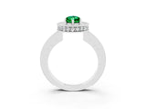 White gold Pear Cut Halo Diamond Engagement Ring with Milgrain Pave Band and Four-Prong Setting_3