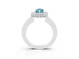 White gold Pear Cut Halo Diamond Engagement Ring with Milgrain Pave Band and Four-Prong Setting_3