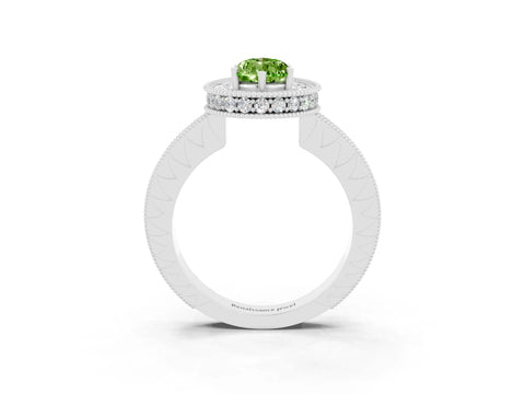White gold Pear Cut Halo Diamond Engagement Ring with Milgrain Pave Band and Four-Prong Setting_3