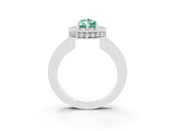 White gold Pear Cut Halo Diamond Engagement Ring with Milgrain Pave Band and Four-Prong Setting_3