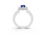 White gold Pear Cut Halo Diamond Engagement Ring with Milgrain Pave Band and Four-Prong Setting_3
