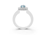 White gold Pear Cut Halo Diamond Engagement Ring with Milgrain Pave Band and Four-Prong Setting_3