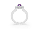 White gold Pear Cut Halo Diamond Engagement Ring with Milgrain Pave Band and Four-Prong Setting_3