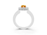 White gold Pear Cut Halo Diamond Engagement Ring with Milgrain Pave Band and Four-Prong Setting_3