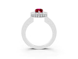 White gold Pear Cut Halo Diamond Engagement Ring with Milgrain Pave Band and Four-Prong Setting_3