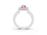 White gold Pear Cut Halo Diamond Engagement Ring with Milgrain Pave Band and Four-Prong Setting_3